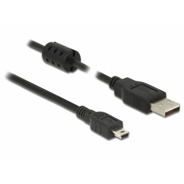 Cablu USB la mini USB-B 0.5m negru, Delock 84911