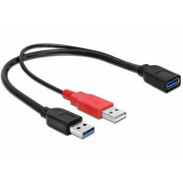 Cablu Y USB 3.0 pentru alimentare suplimentara 30cm, Delock 83176