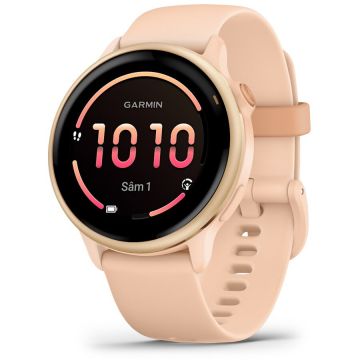 GARMIN Ceas Garmin vívoactive 6 display AMOLED, memorie 8GB, autonomie pana la 11 zile, rezistant la apa, curea din silicon,  Metallic Pink Dawn