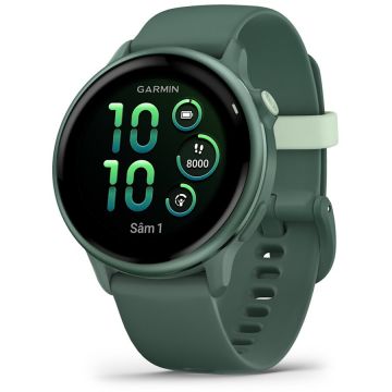 GARMIN Ceas Garmin vívoactive 6 display AMOLED, memorie 8GB, autonomie pana la 11 zile, rezistant la apa, curea din silicon, Verde