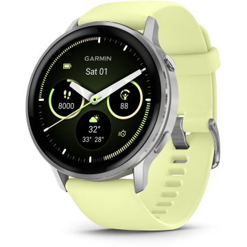 GARMIN Ceas Inteligent Garmin Venu 4, 45mm, AMOLED, GPS, Wi-Fi, silicon, Argintiu-Citron
