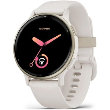 GARMIN Ceas smartwach Garmin vívoactive 5, display AMOLED, dimensiune afisaj 30,4 mm,  ramă din aluminiu Cream Gold cu carcasă Ivory şi brăţară din silicon