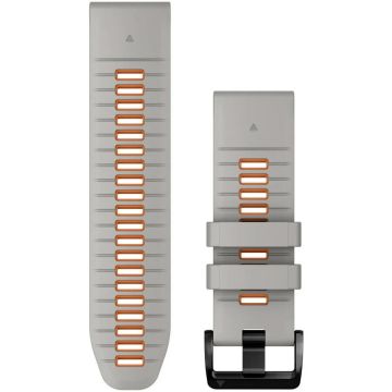 GARMIN Curea ceas smartwatch Garmin, 26mm, QuickFit, Silicon, Fog Gray/Ember Orange