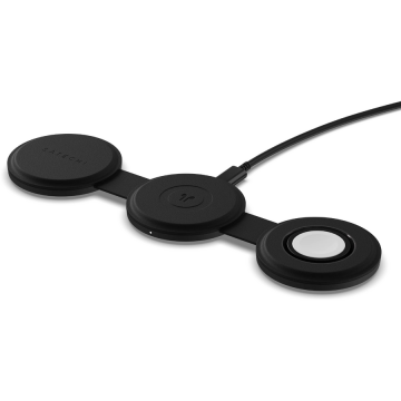 Satechi Incarcator Wireless 3 in 1 pliabil Qi2, pentru dispozitivele Apple, Magsafe, Statie de incarcare pentru Iphone, AppleWatch, AirPods, Samsung, OnePlus, Negru