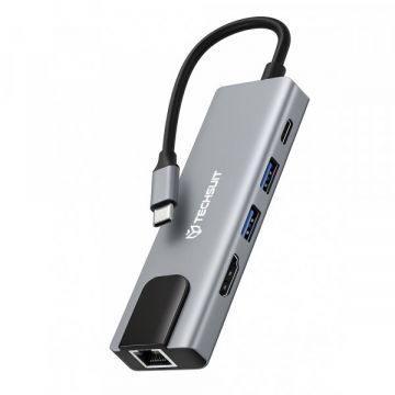 techsuit Hub USB-C Techsuit H1 NetBridge, 5in1, Gri