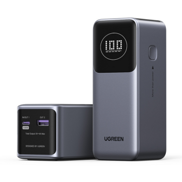 Ugreen Acumulator extern UGREEN 12000mAh 100W Fast Charging Power Bank PB724, 100W, Ecran digital LCD, Gri