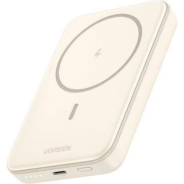 Ugreen Baterie externa Ugreen Magnetic 10.000 mAh, Wireless, PD 20W, USB-C, Bej