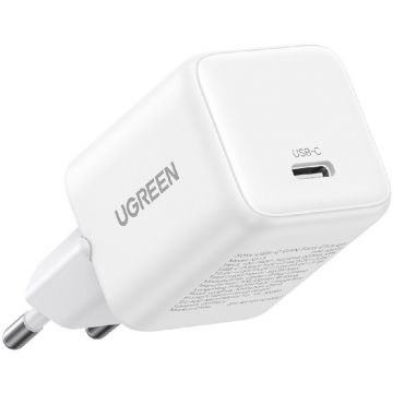 Ugreen Incarcator de retea Ugreen 30W QC4 5V/3A USB-C, GaN Fast Charging, Alb