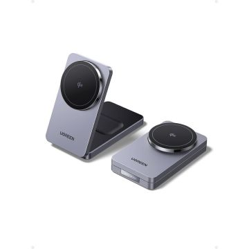Ugreen Incarcator wireless Ugreen 2-in-1 Qi2, USB-C, 15W, MagSafe, Gri