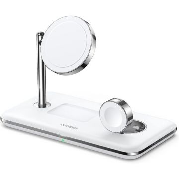 Ugreen Incarcator wireless Ugreen 3-in-1, 25W, Qi2, compatibil MagSafe, pentru iPhone, AirPods si Apple Watch, Alb