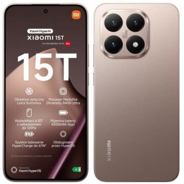 Xiaomi Telefon mobil Xiaomi 15T, 12GB RAM, 512GB, 5G, Dual SIM, Roz Auriu