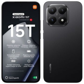 Xiaomi Telefon mobil Xiaomi 15T, 12GB RAM, 512GB, Dual SIM, 5 G, Negru