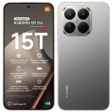 Xiaomi Telefon mobil Xiaomi 15T Pro, 12GB RAM, 512GB, G, Dual SIM, Gri