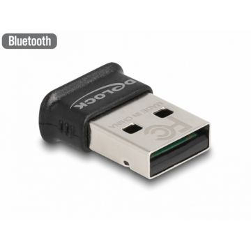 Adaptor Bluetooth 5.0 dual mode + EDR + BLE Class 1 max. 100m, Delock 61024