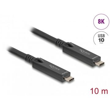 Cablu activ optic USB type C 8K60Hz/4K120Hz T-T 10m, Delock 84257