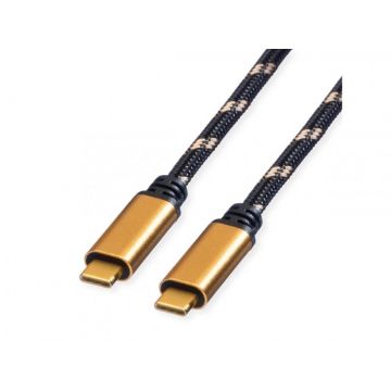 Cablu brodat GOLD USB type C Gen3x2 Emark 100W 2m, Roline 11.02.9039