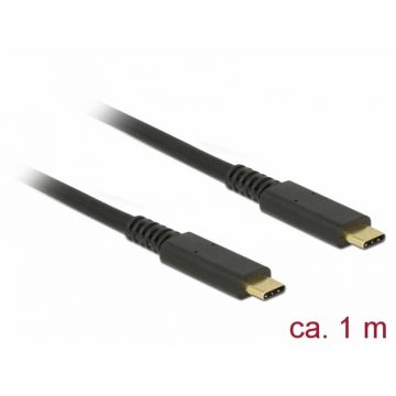 Cablu coaxial USB 3.1 Gen 2 (10 Gbps) type C la type C PD 3A E-Marker T-T 1m, Delock 85207