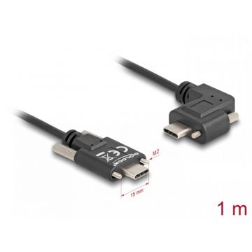 Cablu cu suruburi USB 2.0 type C drept/unghi stanga/dreapta T-T 60W 1m, Delock 80956