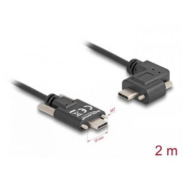 Cablu cu suruburi USB 2.0 type C drept/unghi stanga/dreapta T-T 60W 2m, Delock 80957