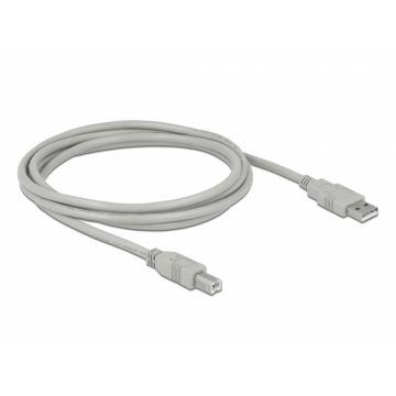 Cablu de imprimanta USB-A 2.0 la USB-B 1.8m T-T Gri, Delock 82215