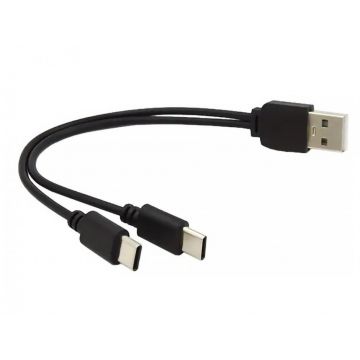 Cablu de incarcare USB-A la 2 x USB type C T-T 0.3m, ku2y04