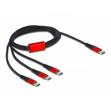 Cablu de incarcare USB-C la 3 x USB-C T-T 1m, Delock 86713