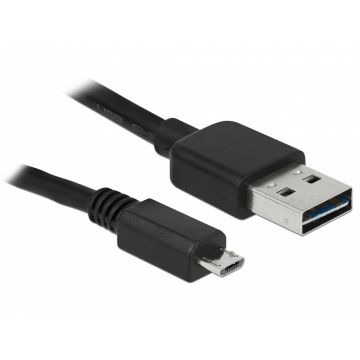 Cablu EASY-USB 2.0-A la micro-B T-T 3m Negru, Delock 83368