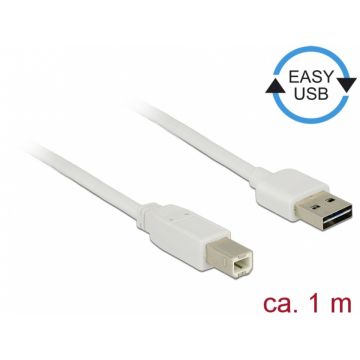 Cablu EASY-USB 2.0 tip A la USB-B T-T 1m Alb, Delock 83686
