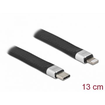 Cablu FPC Flat de date si incarcare USB Type-C la Lightning (iPhone, iPad, iPod), Delock 86941