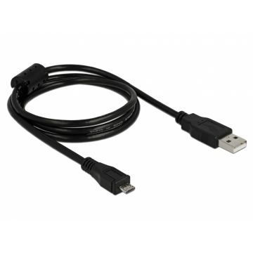 Cablu micro-B USB 2.0 la USB-A T-T 1m Negru, Delock 82299