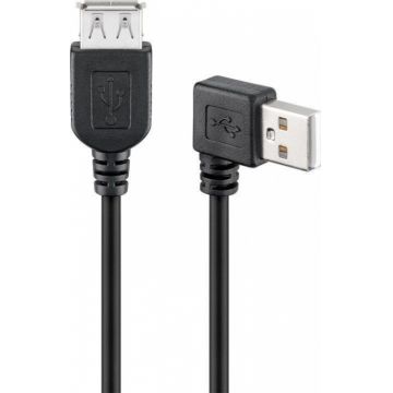 Cablu prelungitor USB 2.0 T-M unghi 90 grade Negru 0.15m, Goobay G95701