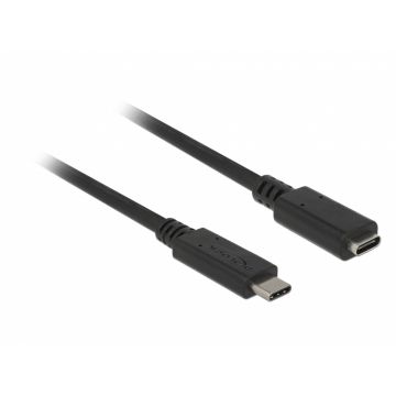 Cablu prelungitor USB 3.2 Gen2 tip C T-M 3A 2m Negru, Delock 85542