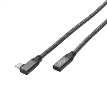 Cablu prelungitor USB 3.2 Gen2 type C drept/unghi 90 grade T-M 1m brodat, HICON HI-U3CW-0100