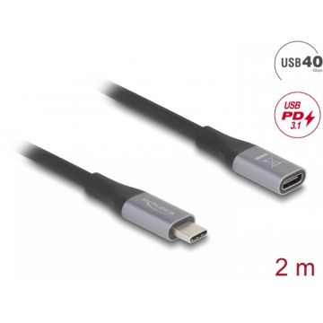 Cablu prelungitor USB type C 40Gbps/8K60Hz/240W T-M 2m, Delock 81202