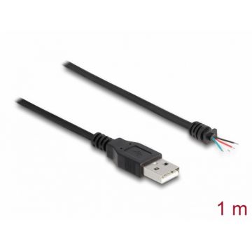 Cablu USB 2.0-A la 4 fire deschise 1m Negru, Delock 64184