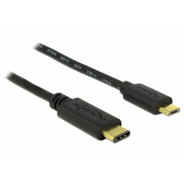 Cablu USB 2.0-C la micro USB T-T 2m negru, Delock 83334
