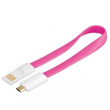Cablu USB 2.0 la micro USB-B cu magnet, 0.2m Roz*