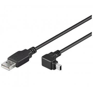 Cablu USB 2.0 la mini USB unghi 90 grade 1.8m T-T Negru, KU2M2A-90