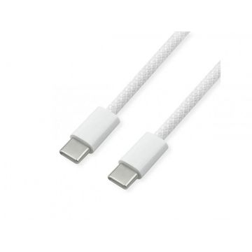 Cablu USB 2.0 type C 60W T-T brodat 1m Alb, Value 11.99.8340