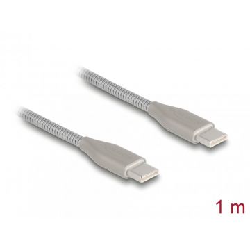 Cablu USB 2.0 type C la USB type C PD 3.0 60W 1m Metalic, Delock 81259