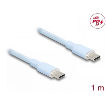 Cablu USB 2.0 type C la USB type C T-T PD 3.0 60W 1m Blue, Delock 81234