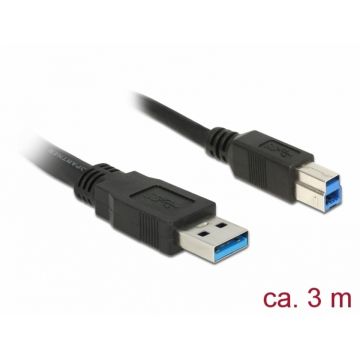 Cablu USB 3.0-A la USB-B 3m T-T Negru, Delock 85069