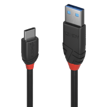 Cablu USB 3.1 tip A la tip C Black Line 3A 1.5m Negru, Lindy L36917