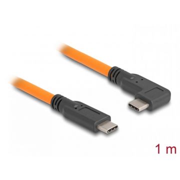 Cablu USB 3.1 type C pentru tethered shooting drept/unghi T-T 1m Orange, Delock 87961