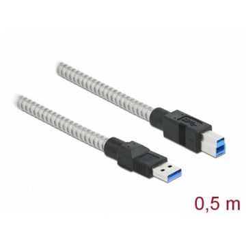 Cablu USB 3.2-A Gen 1 la USB-B T-T izolatie metalica 0.5m, Delock 86777