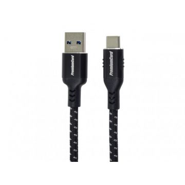 Cablu USB 3.2-A la USB type C T-T 0.5m brodat Negru, ku31cx05