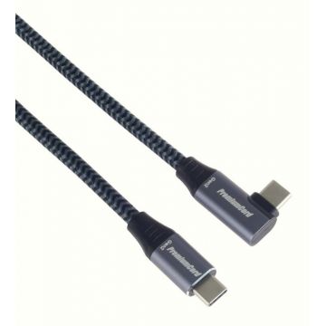 Cablu USB 3.2-C Gen 2 la USB type C unghi 90 grade T-T brodat 3m 100W, ku31cu3