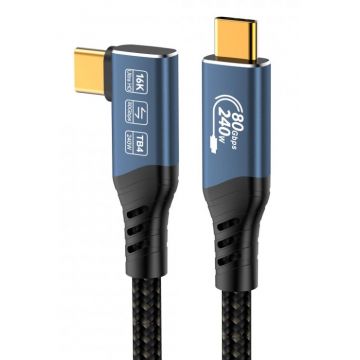 Cablu USB 4 type C 16K60Hz/4K120hz 240W drept/unghi 90 grade 1.5m, ku4cb15