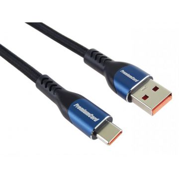 Cablu USB-A 2.0 la USB type C 5A T-T brodat 1.5m Negru, ku31cy15