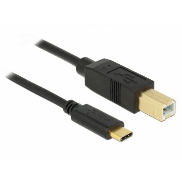 Cablu USB tip C 2.0 la USB tip B T-T 2m Negru, Delock 83330
